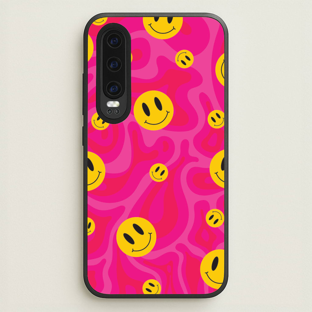 Pink Wavey Smileys Pattern - Psychedelic Phone Case for Huawei P30