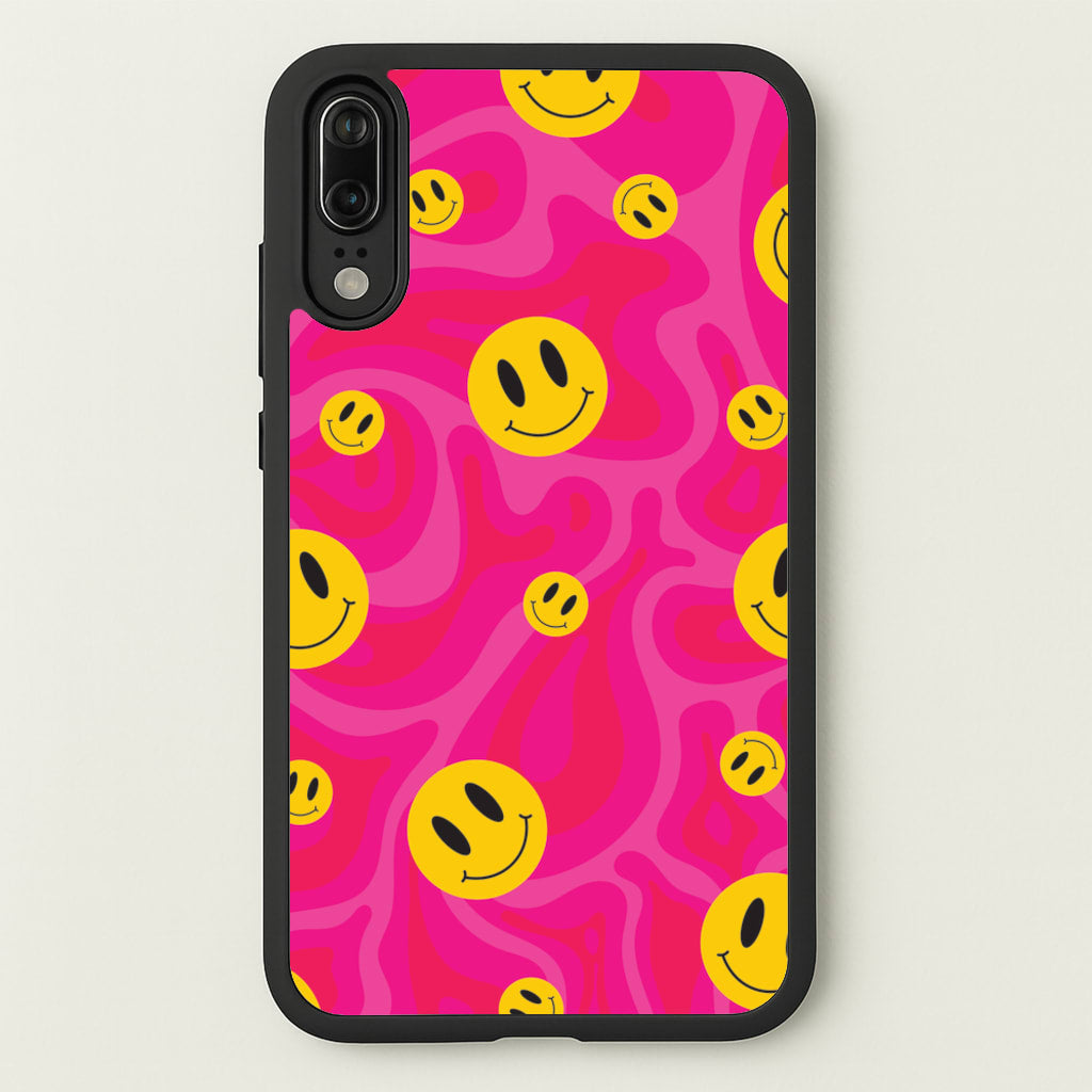 Pink Wavey Smileys Pattern - Psychedelic Phone Case for Huawei P20
