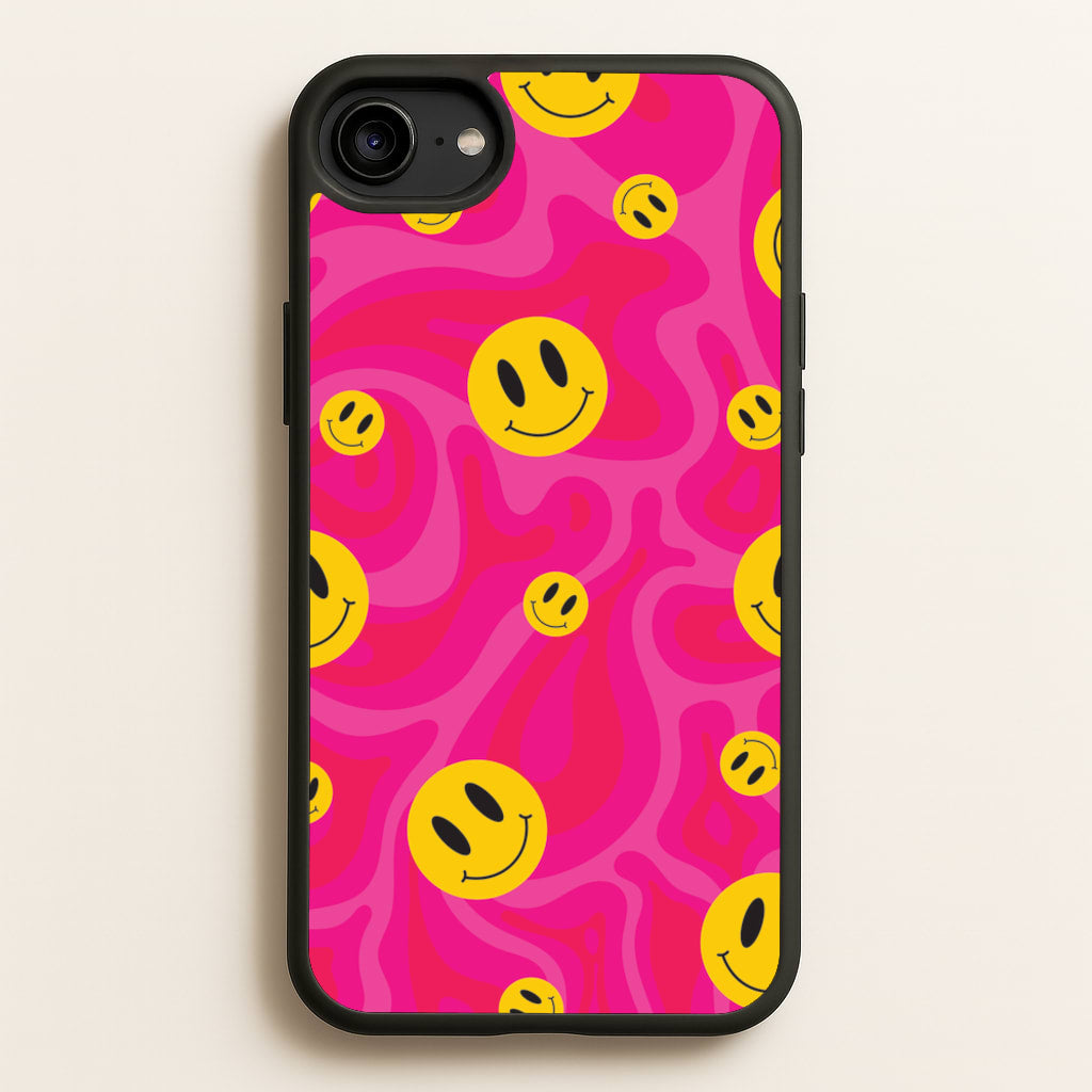 Pink Wavey Smileys Pattern - Psychedelic Phone Case for iPhone 6 / 7 / 8 / SE