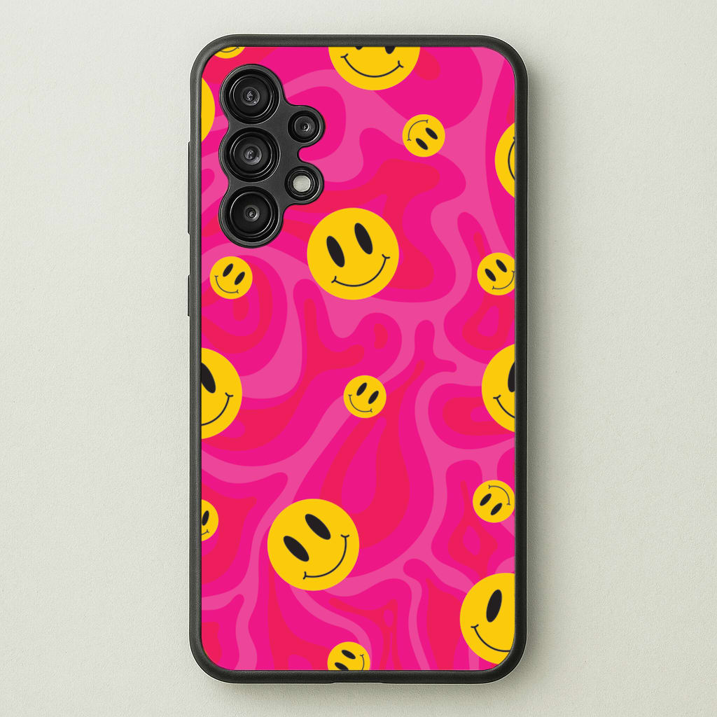 Pink Wavey Smileys Pattern - Psychedelic Phone Case for Galaxy A13