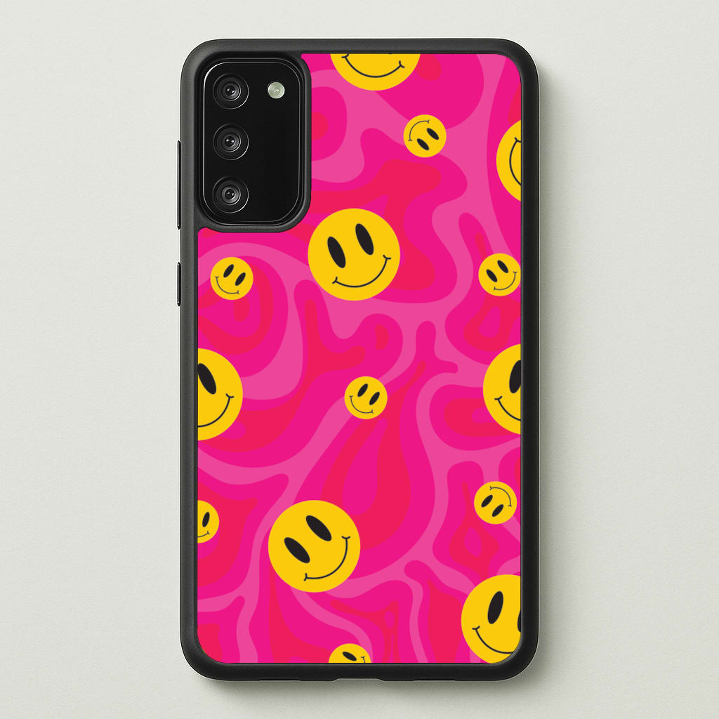 Pink Wavey Smileys Pattern - Psychedelic Phone Case for Galaxy S20