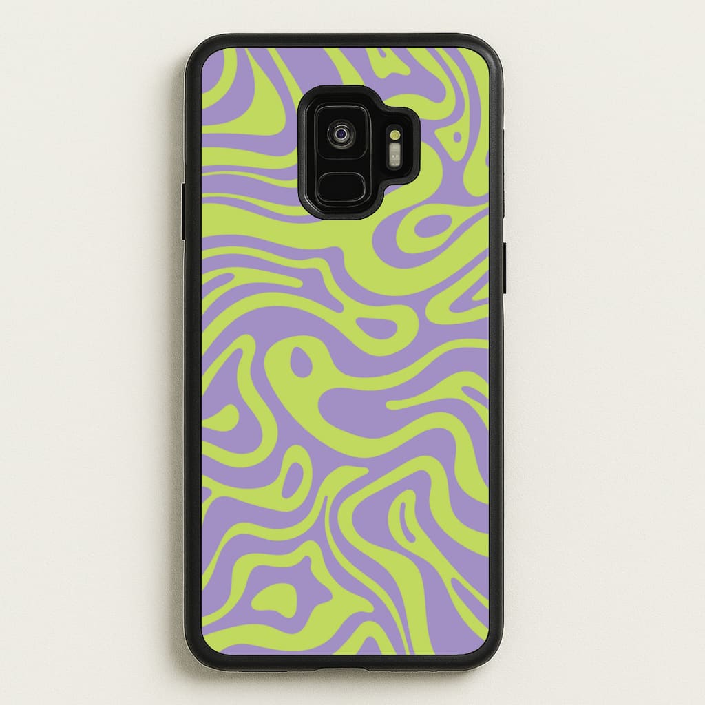Green And Purple Waves Pattern - Psychedelic Phone Case for Galaxy S9