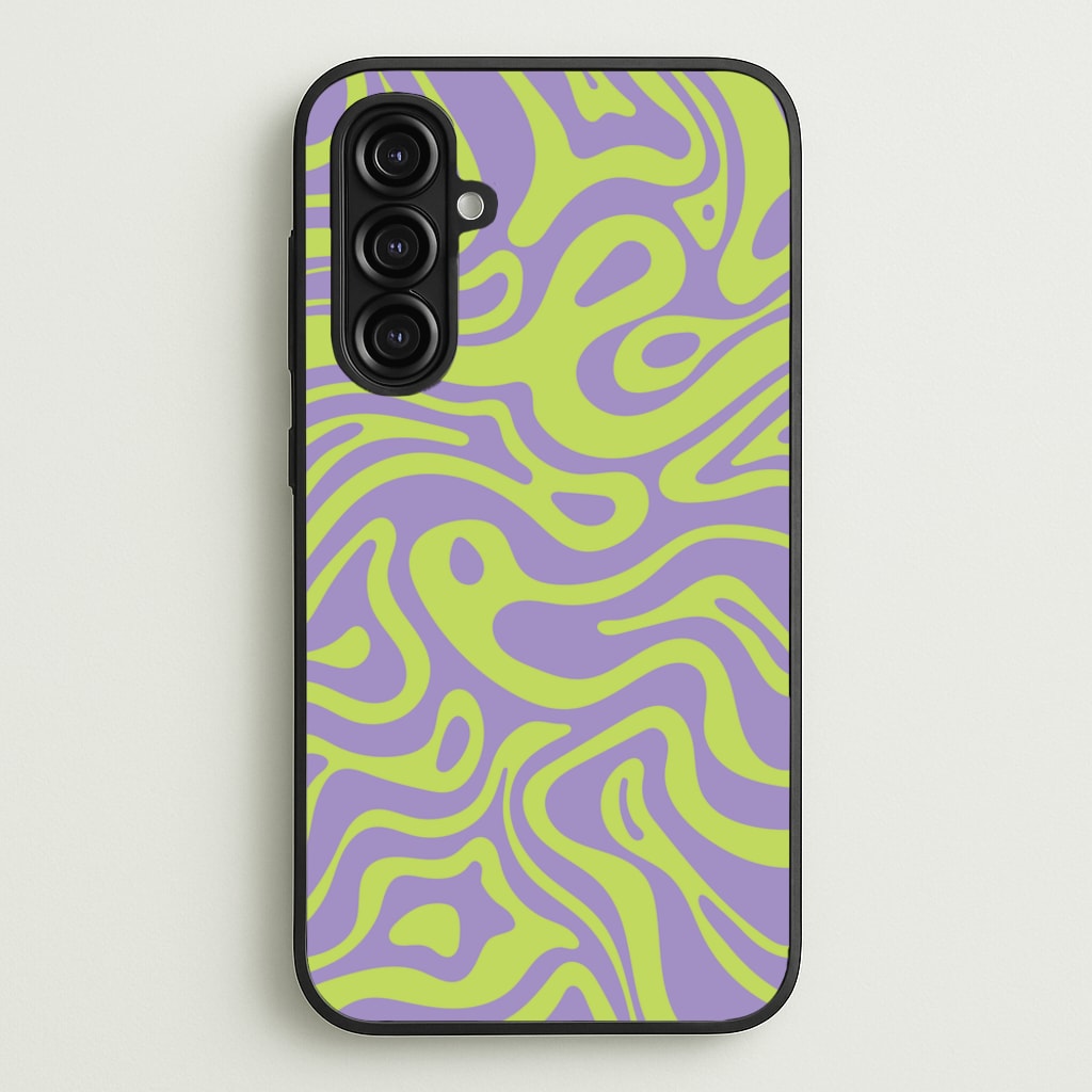 Green And Purple Waves Pattern - Psychedelic Phone Case for Galaxy A16