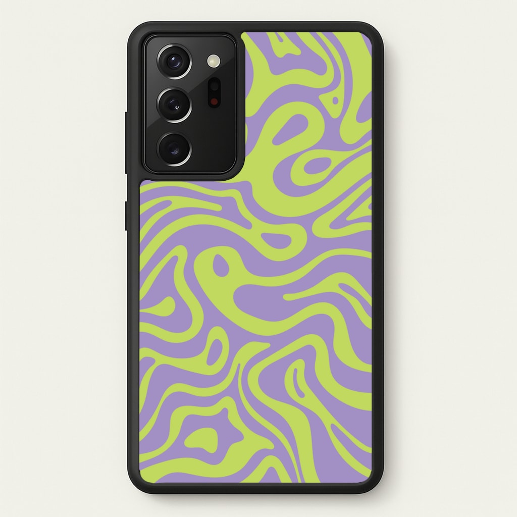 Green And Purple Waves Pattern - Psychedelic Phone Case for Galaxy Note 20 Ultra