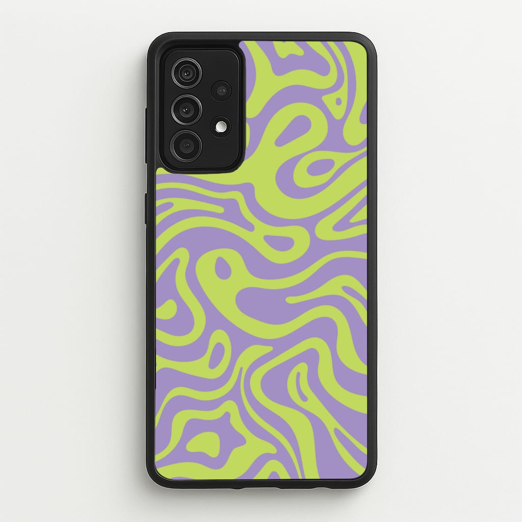Green And Purple Waves Pattern - Psychedelic Phone Case for Galaxy A52 / A52s