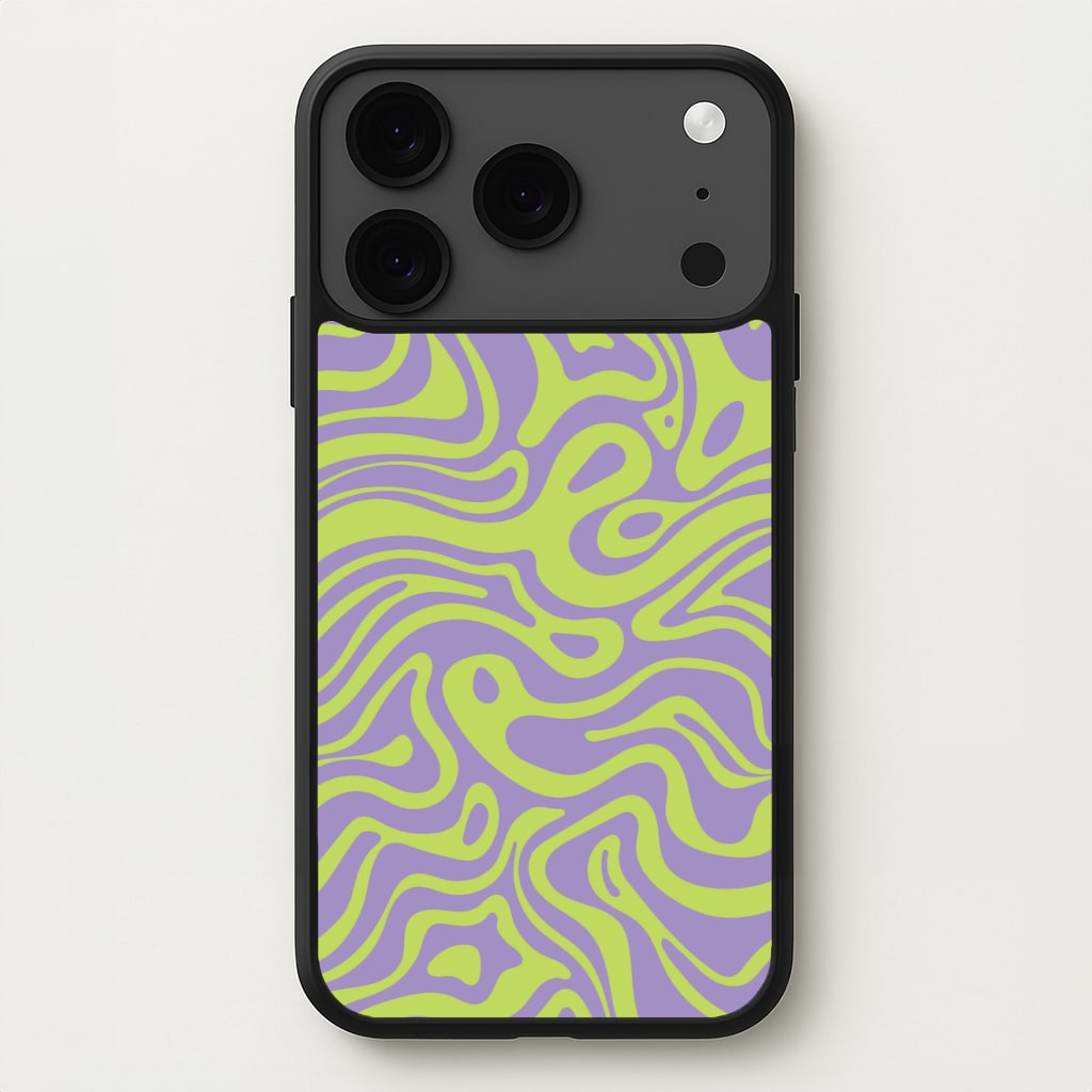 Green And Purple Waves Pattern Phone Case for iPhone 17 Pro Max