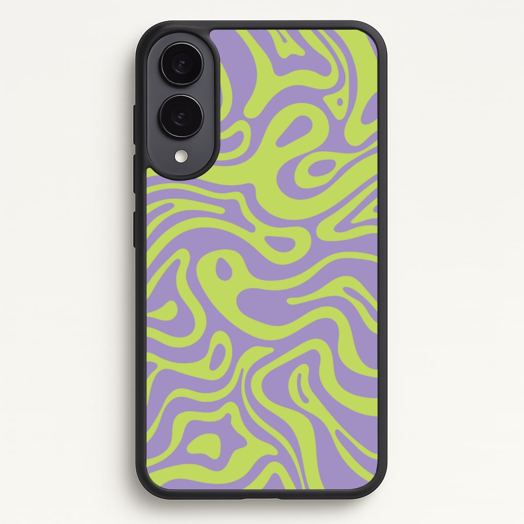 Green And Purple Waves Pattern - Psychedelic Phone Case for Galaxy S25 Edge