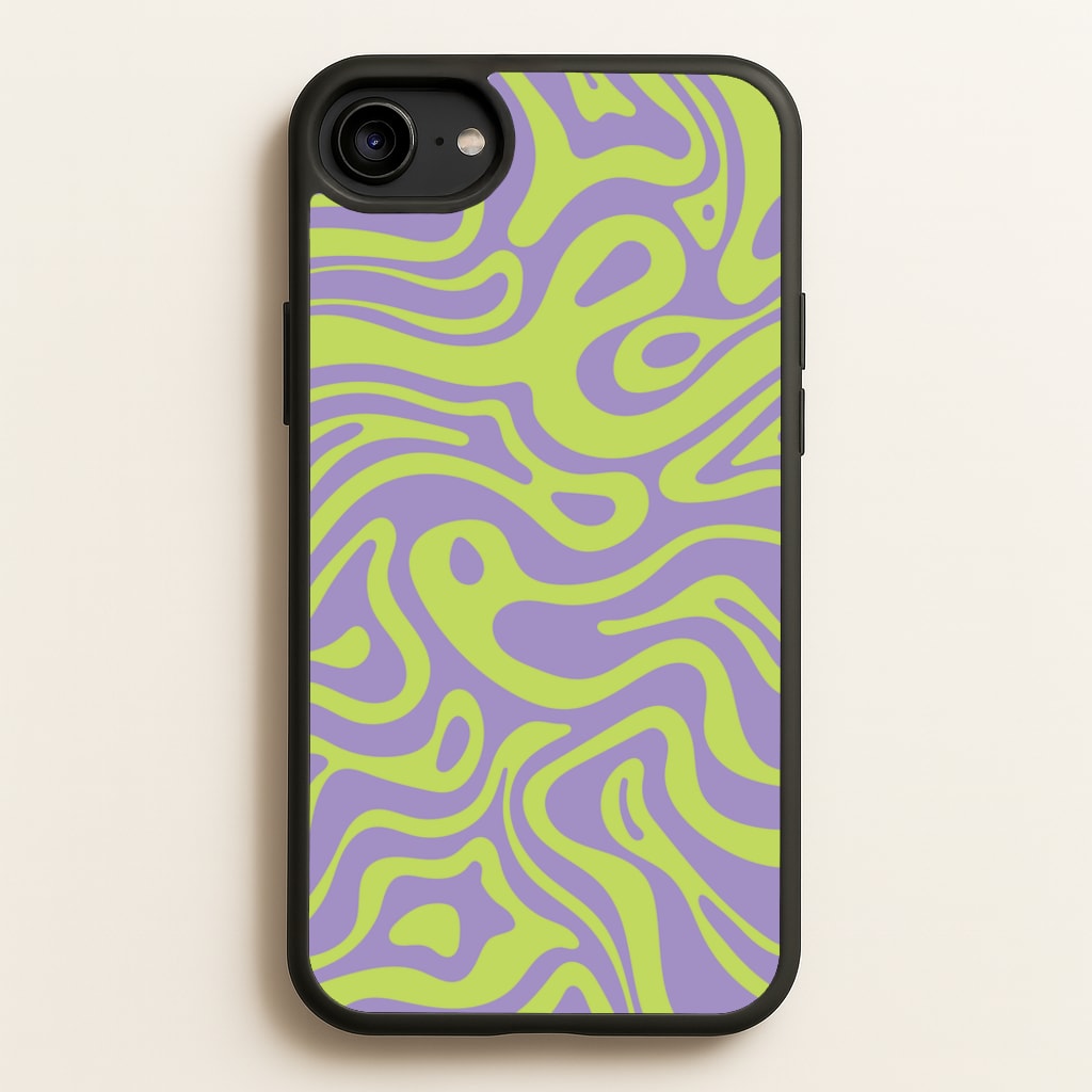 Green And Purple Waves Pattern - Psychedelic Phone Case for iPhone 6 / 7 / 8 / SE