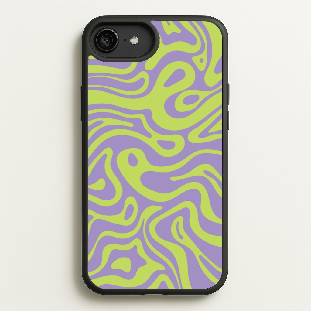 Green And Purple Waves Pattern - Psychedelic Phone Case for iPhone 6 Plus / 7 Plus / 8 Plus