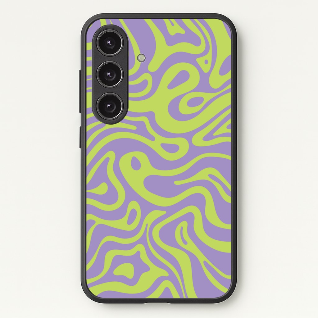 Green And Purple Waves Pattern - Psychedelic Phone Case for Galaxy S24 Plus