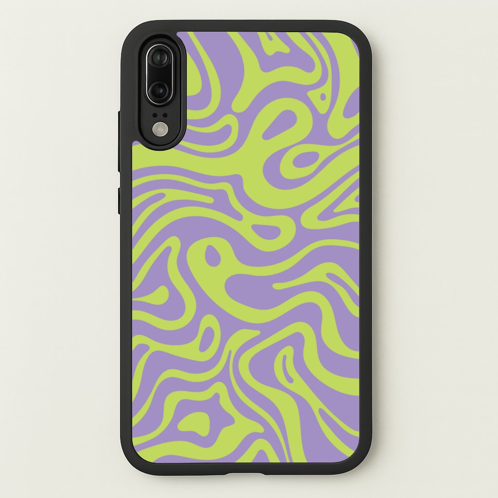 Green And Purple Waves Pattern - Psychedelic Phone Case for Huawei P20