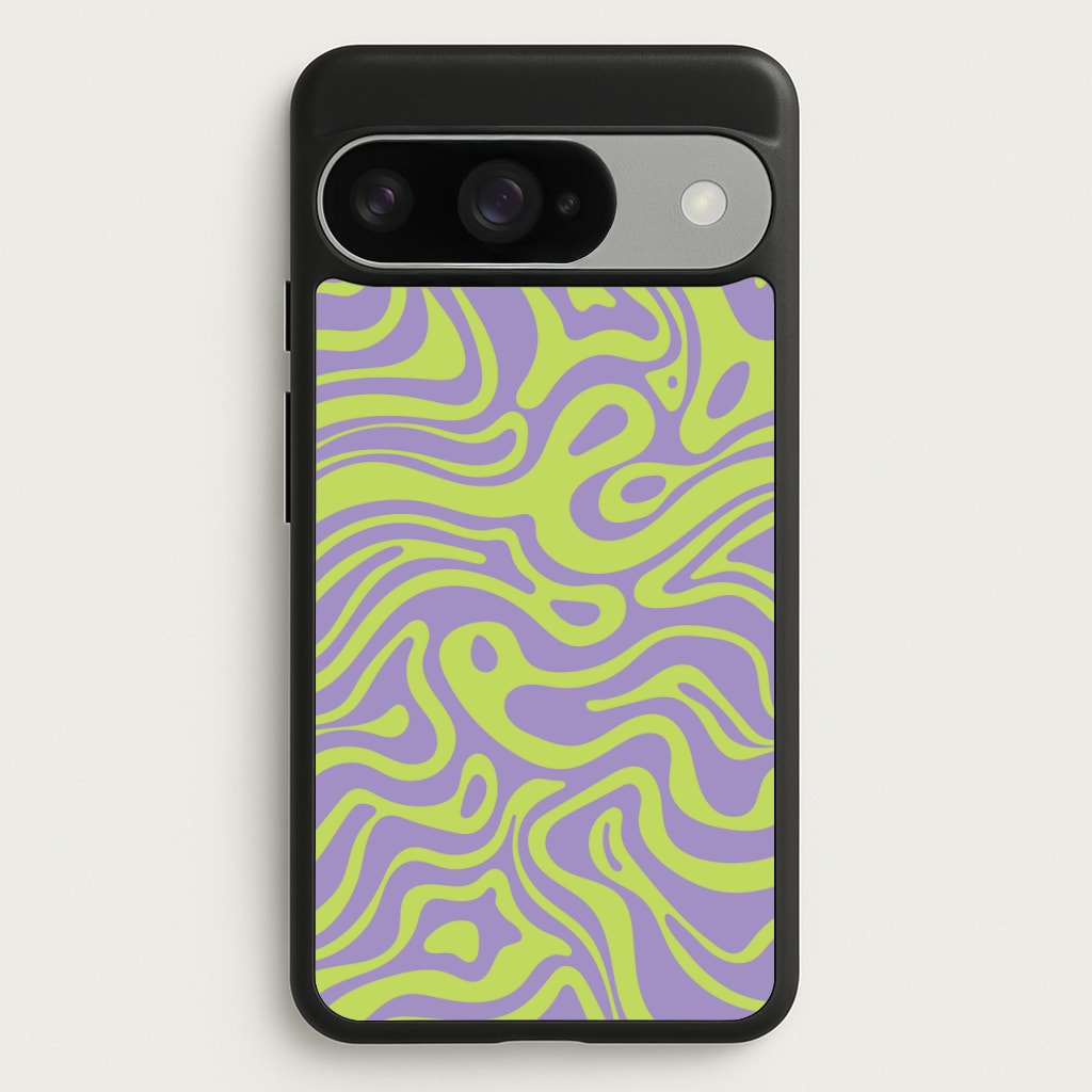 Green And Purple Waves Pattern Phone Case for Google Pixel 10 / 10 Pro