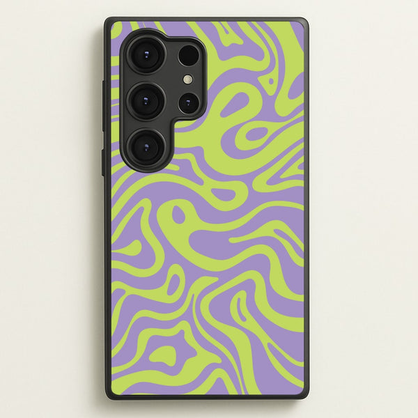 Green And Purple Waves Pattern - Psychedelic Phone Case for Galaxy S25 Ultra