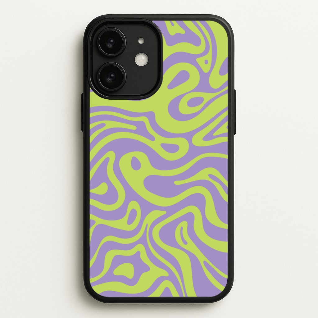 Green And Purple Waves Pattern - Psychedelic Phone Case for iPhone 11