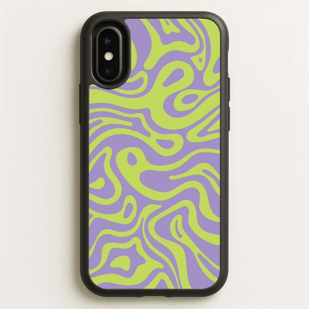 Green And Purple Waves Pattern - Psychedelic Phone Case for iPhone X / XS