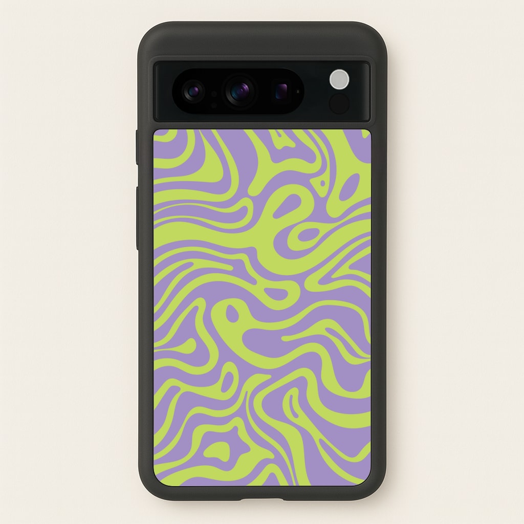 Green And Purple Waves Pattern - Psychedelic Phone Case for Google Pixel 8 Pro