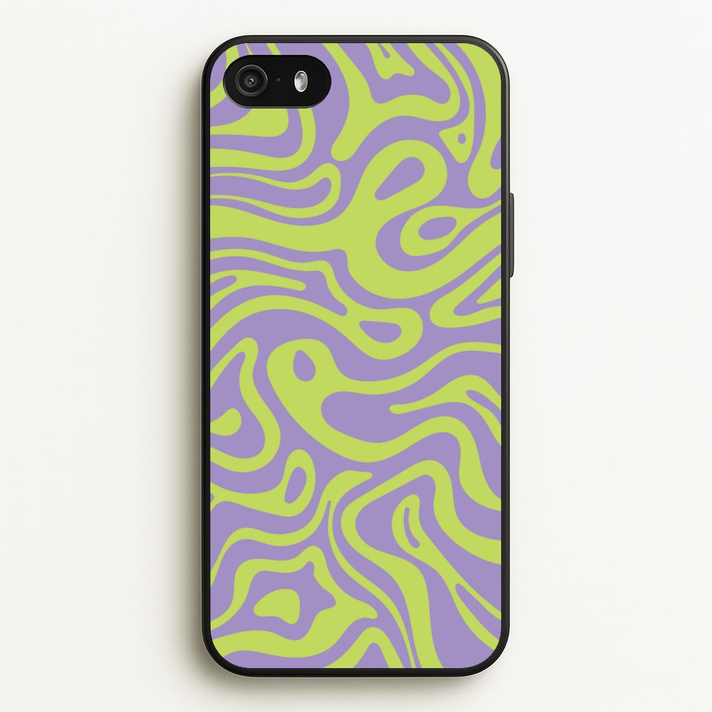 Green And Purple Waves Pattern - Psychedelic Phone Case for iPhone 5 / 5s / SE 2016
