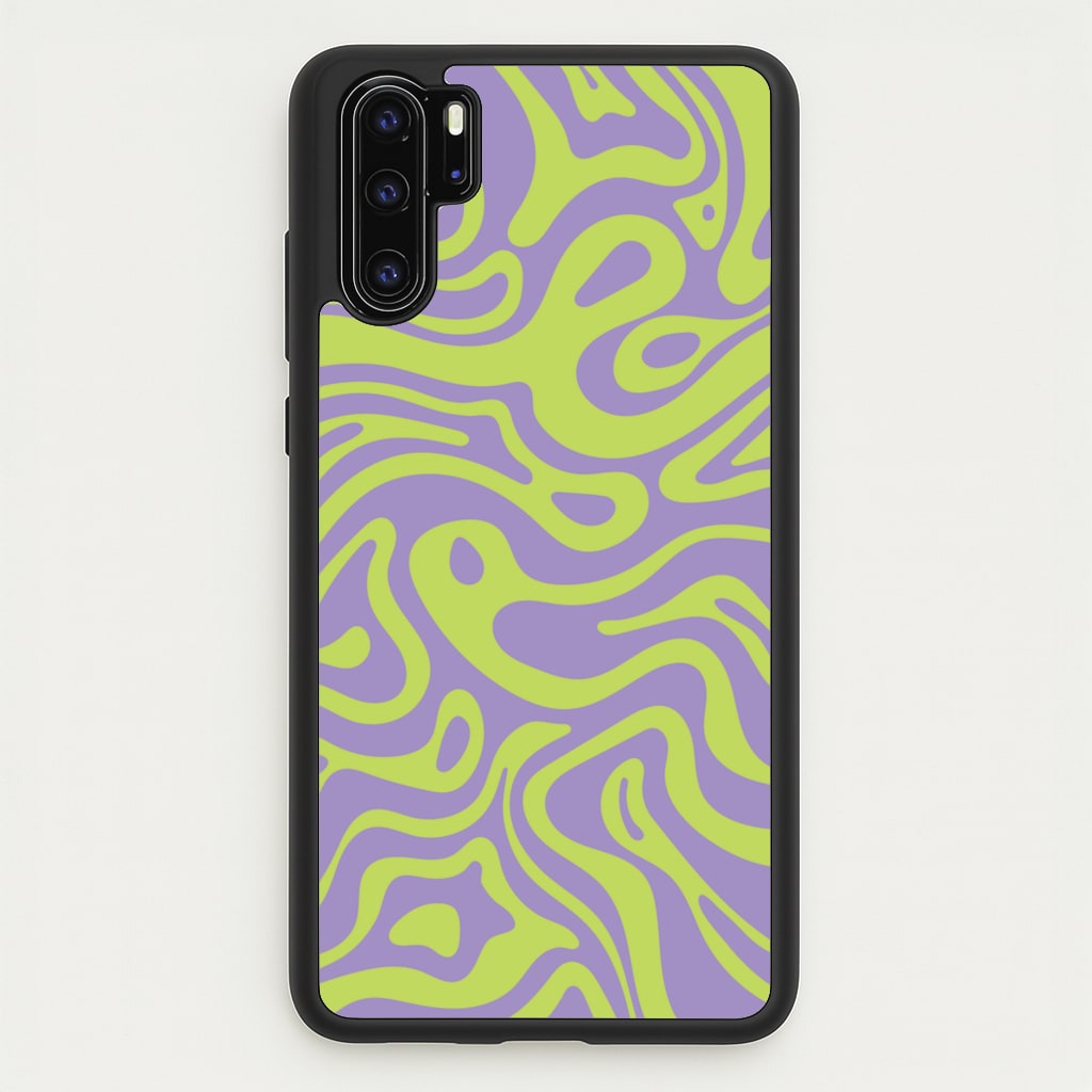 Green And Purple Waves Pattern - Psychedelic Phone Case for Huawei P30 Pro