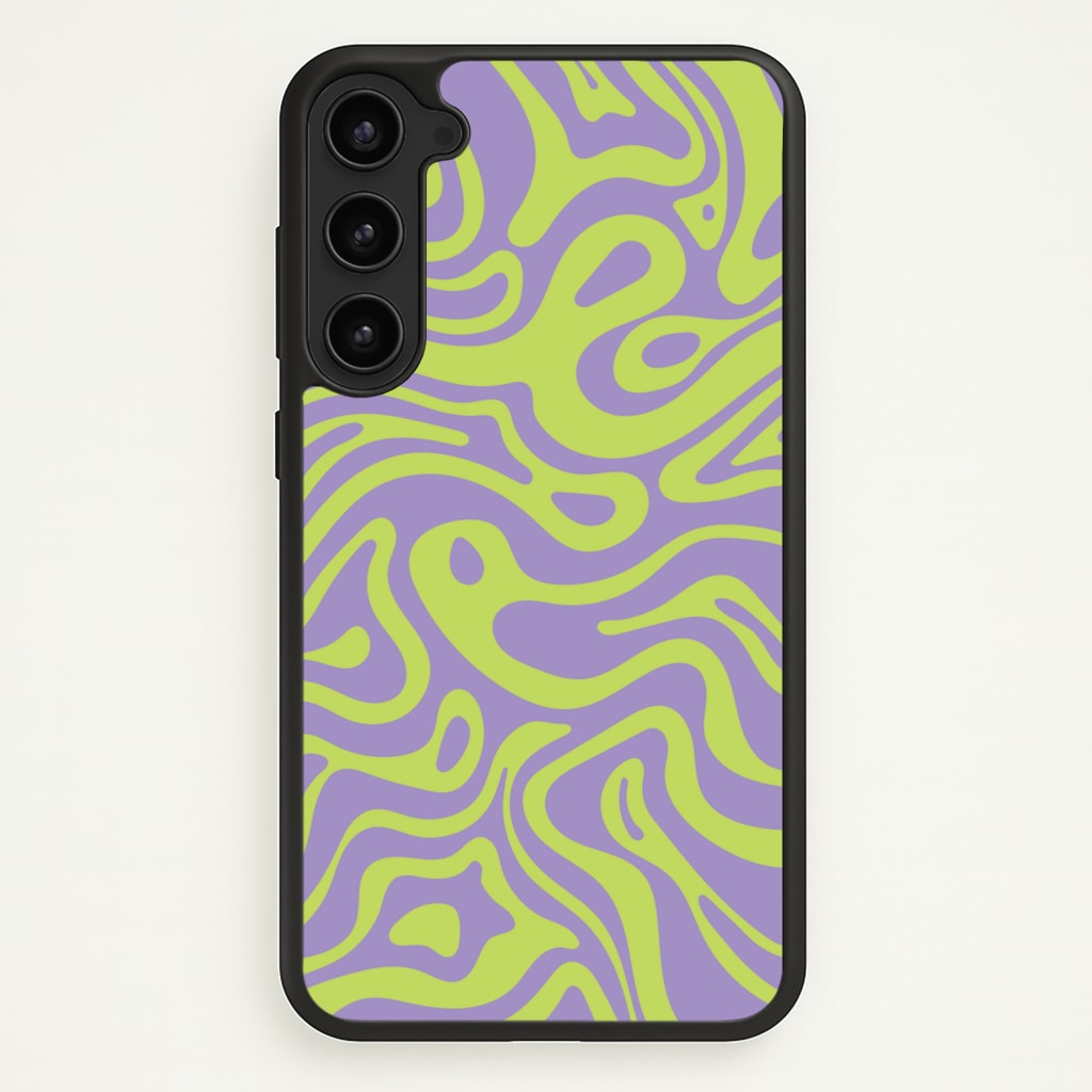 Green And Purple Waves Pattern - Psychedelic Phone Case for Galaxy S23 Plus