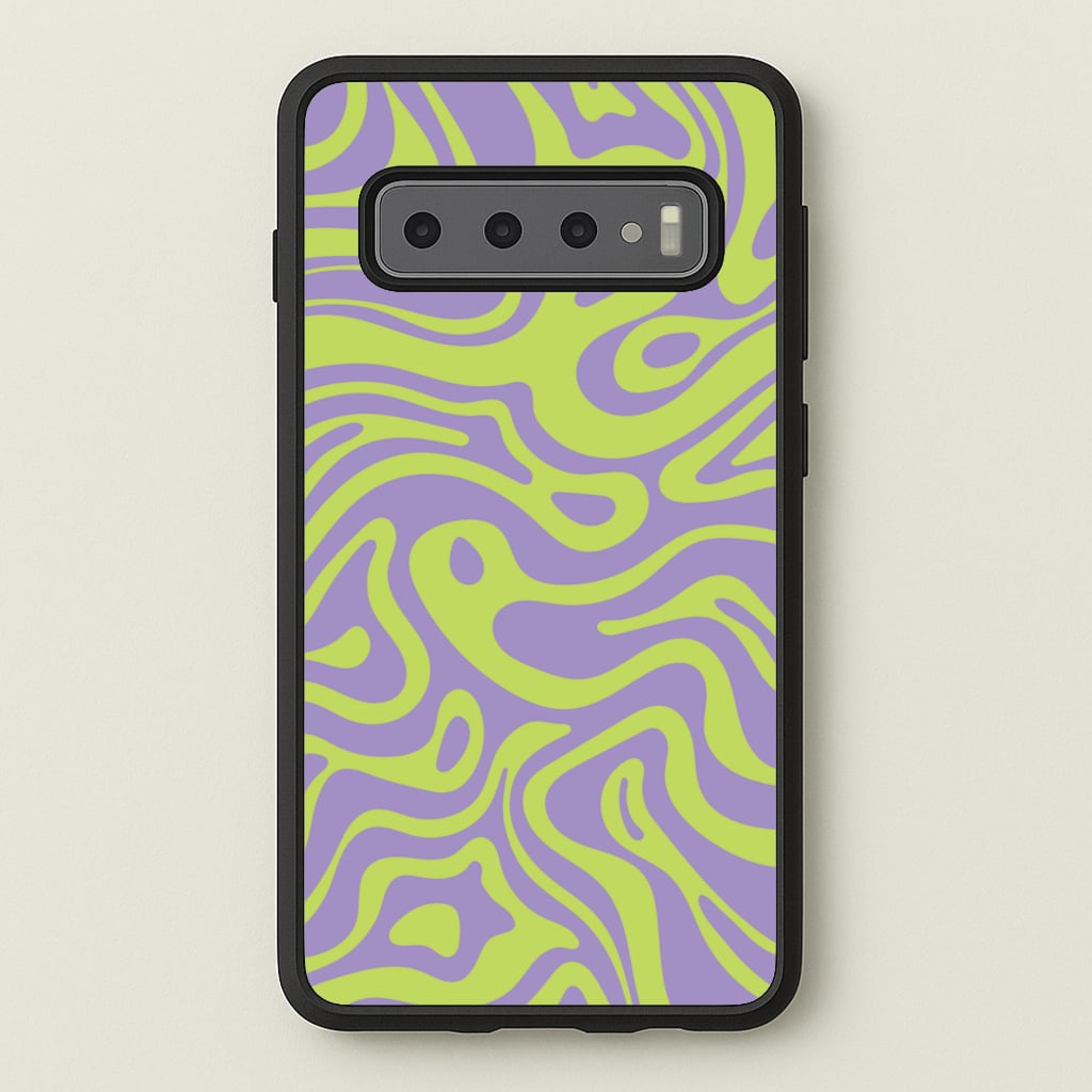 Green And Purple Waves Pattern - Psychedelic Phone Case for Galaxy S10 Plus