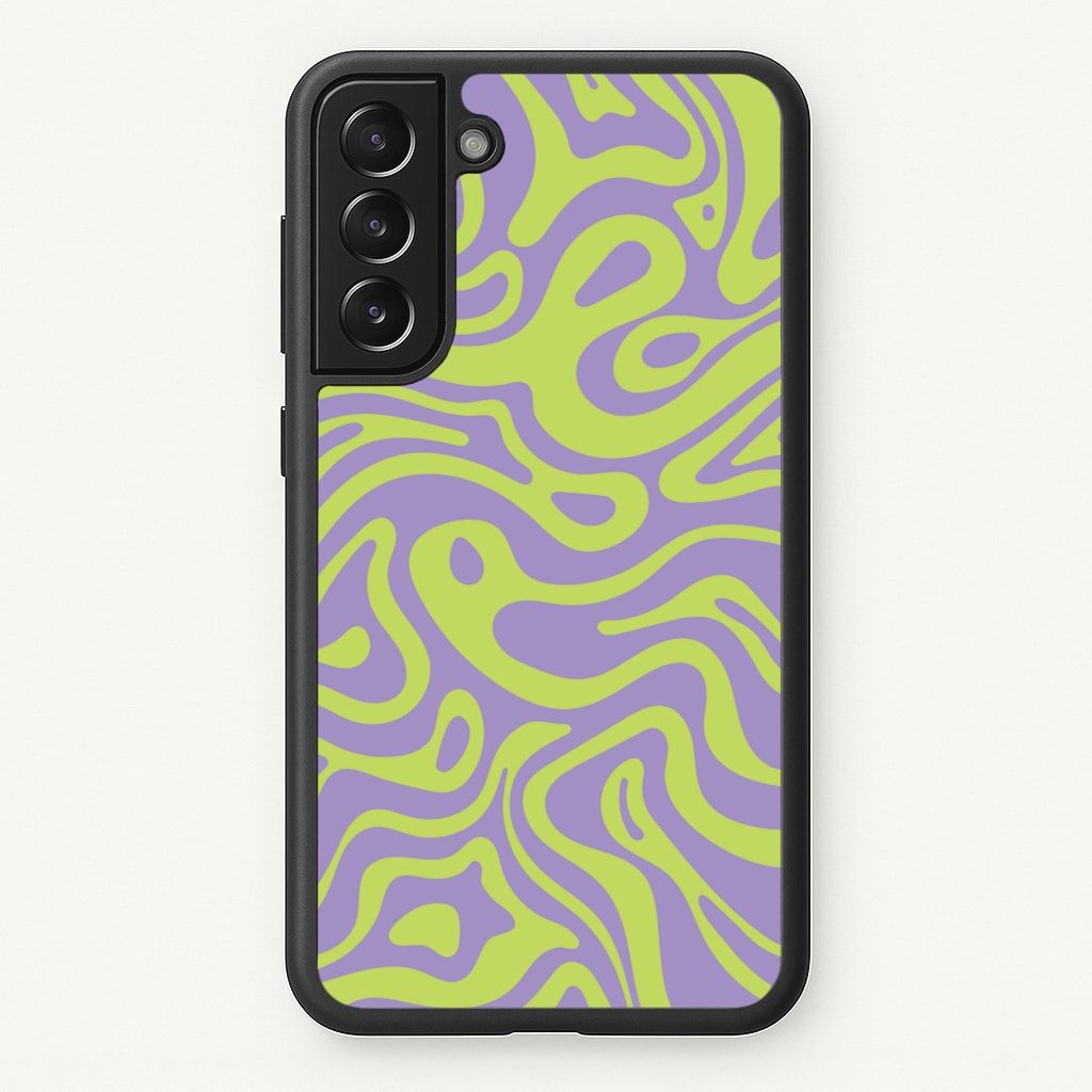 Green And Purple Waves Pattern - Psychedelic Phone Case for Galaxy S21FE