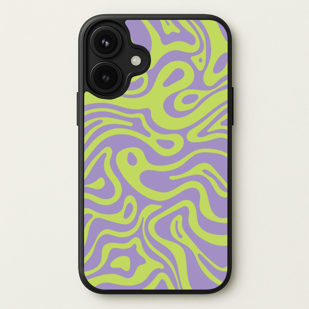 Green And Purple Waves Pattern Phone Case for iPhone 17
