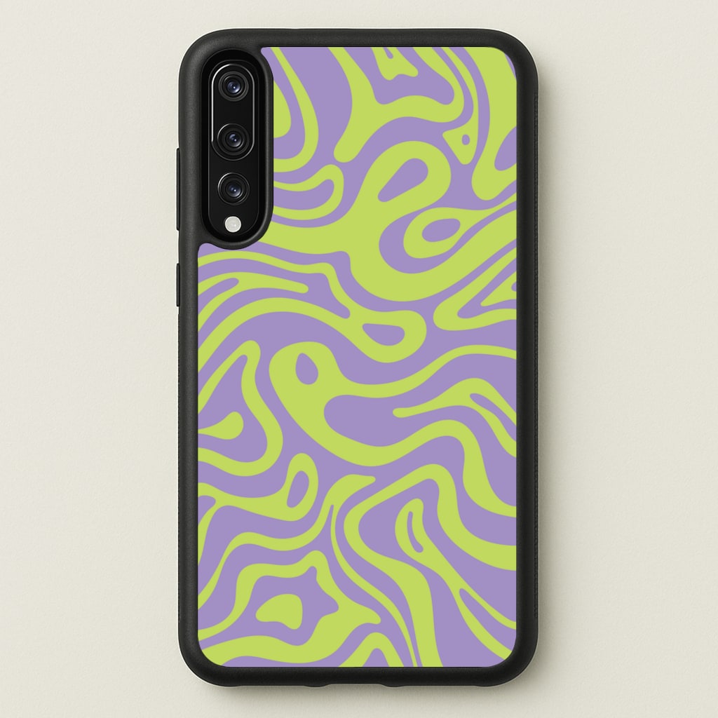 Green And Purple Waves Pattern - Psychedelic Phone Case for Huawei P20 Pro