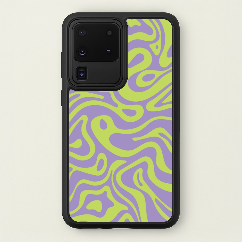 Green And Purple Waves Pattern - Psychedelic Phone Case for Galaxy S20 Ultra