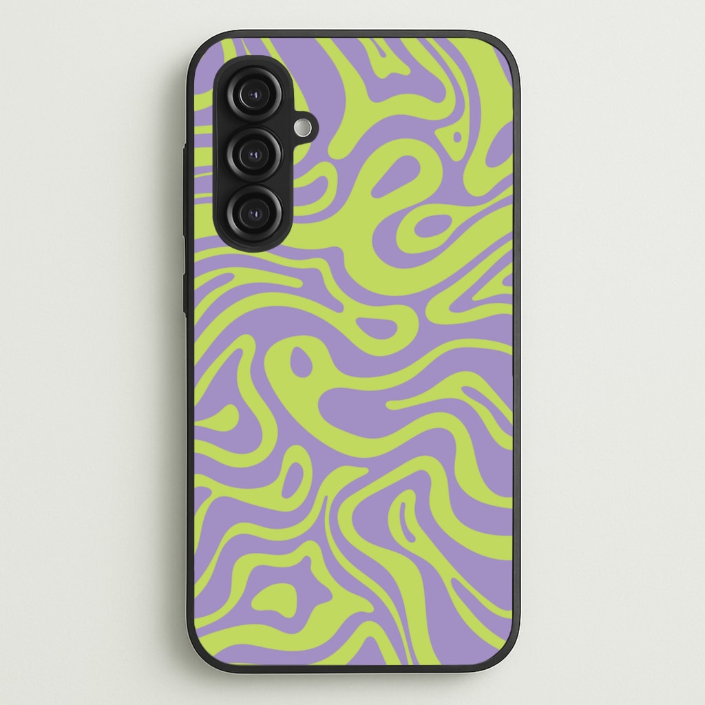 Green And Purple Waves Pattern - Psychedelic Phone Case for Galaxy S23FE