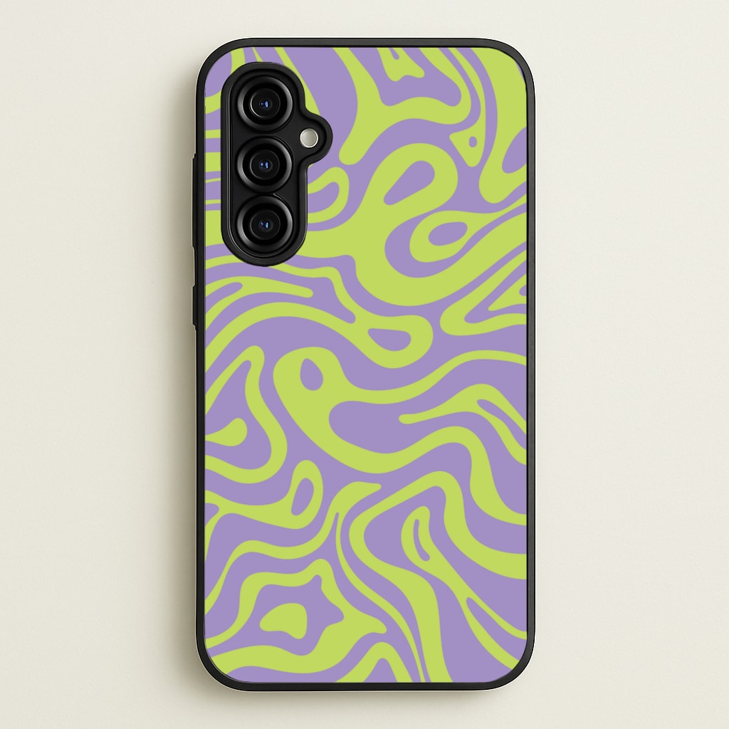 Green And Purple Waves Pattern - Psychedelic Phone Case for Galaxy A54