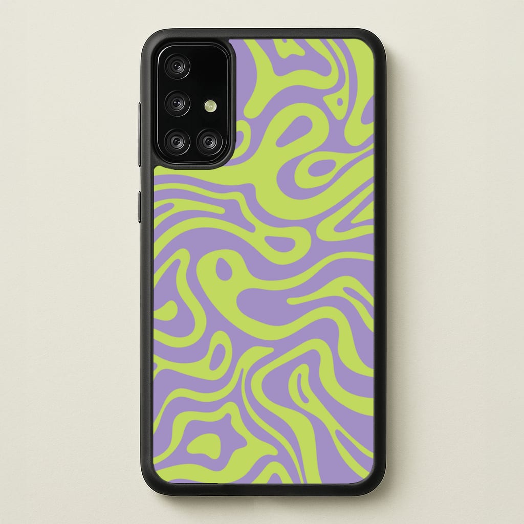 Green And Purple Waves Pattern - Psychedelic Phone Case for Galaxy A71