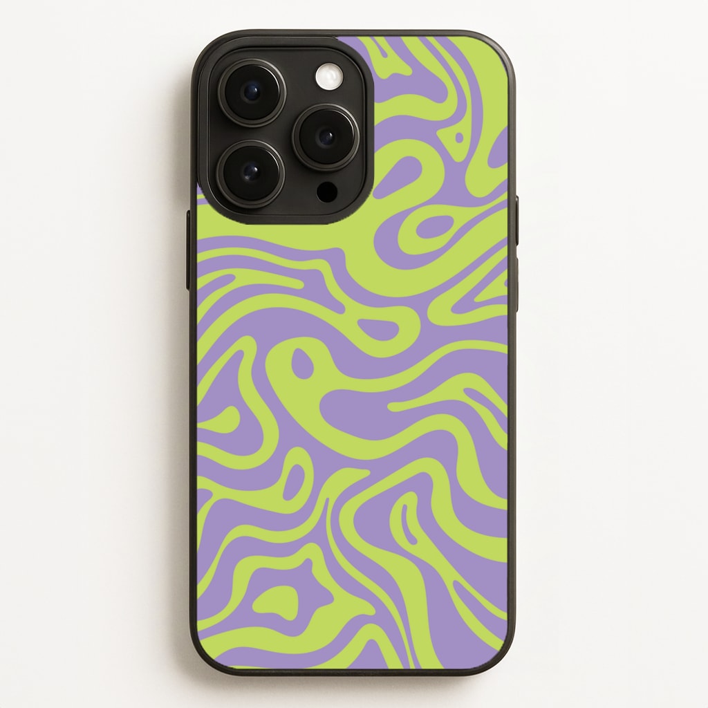 Green And Purple Waves Pattern - Psychedelic Phone Case for iPhone 12 Pro Max