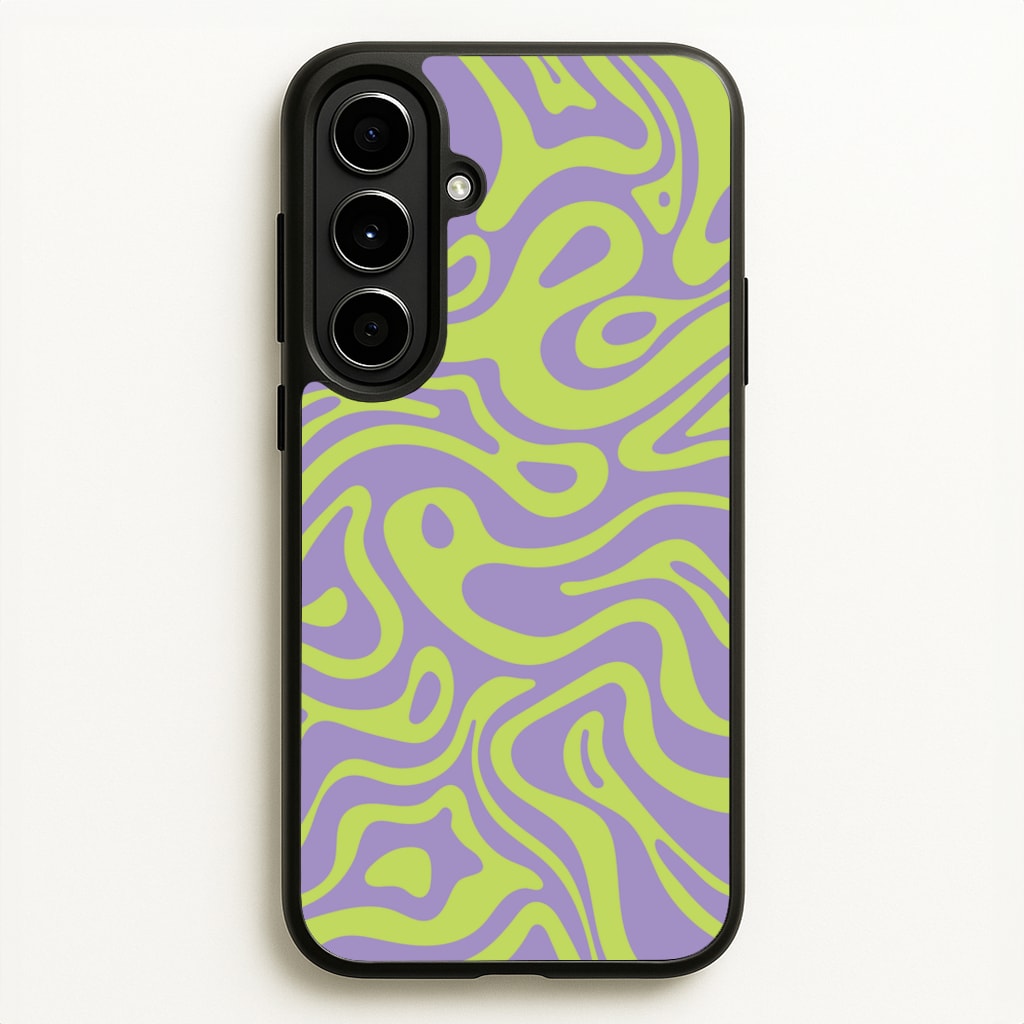 Green And Purple Waves Pattern - Psychedelic Phone Case for Galaxy A56