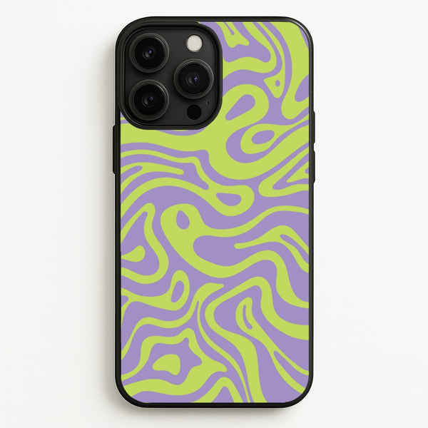 Green And Purple Waves Pattern - Psychedelic Phone Case for iPhone 13 Pro Max