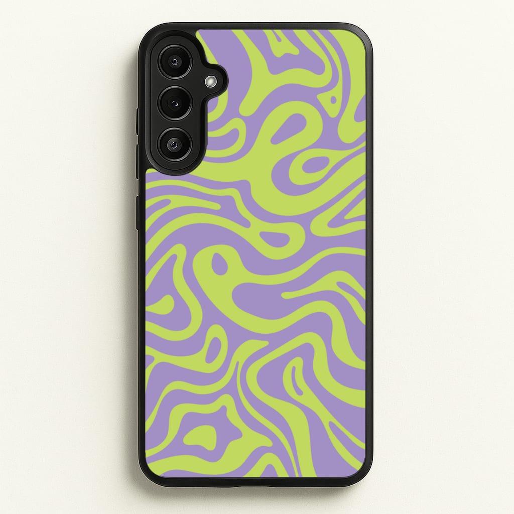 Green And Purple Waves Pattern - Psychedelic Phone Case for Galaxy A36