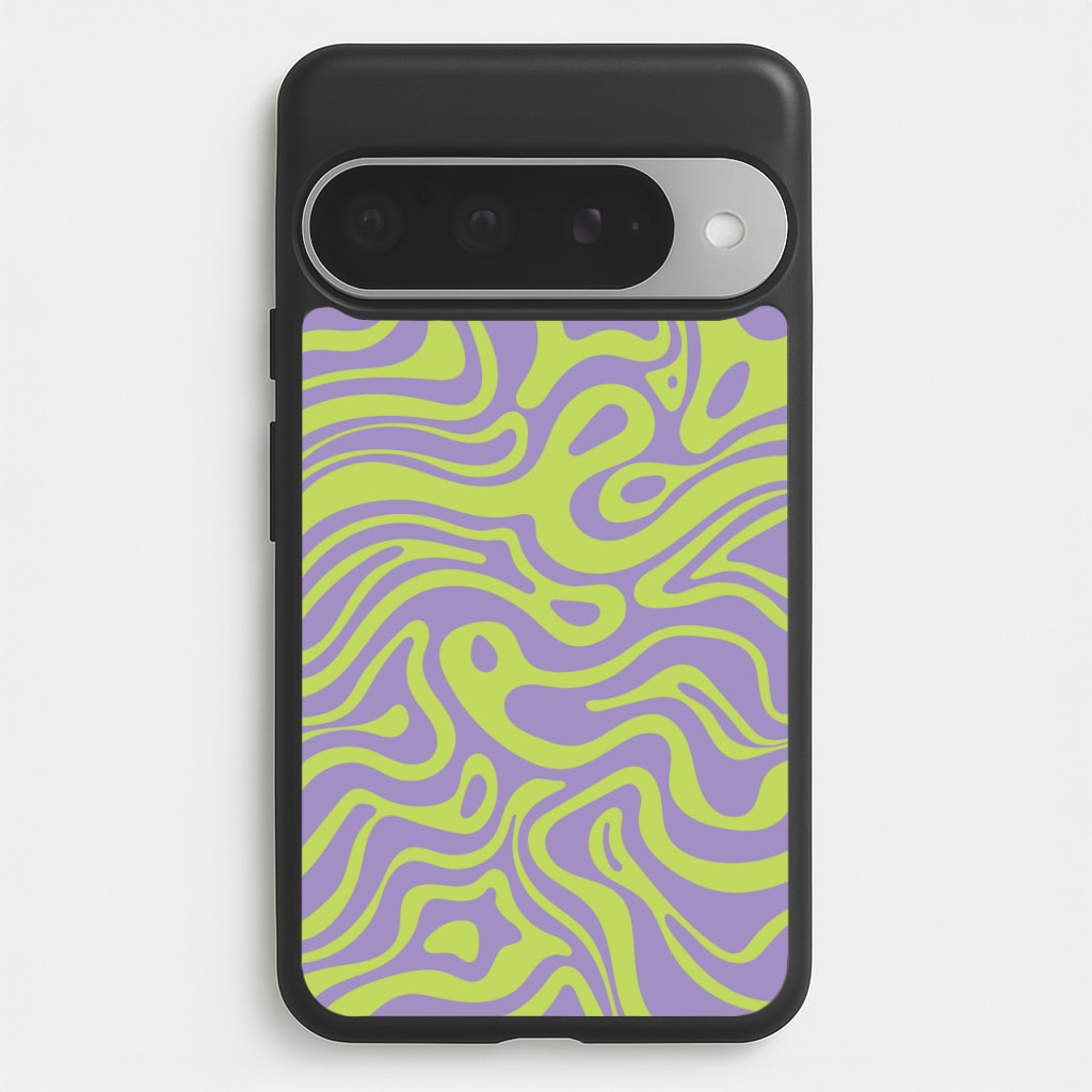 Green And Purple Waves Pattern Phone Case for Google Pixel 10 Pro XL