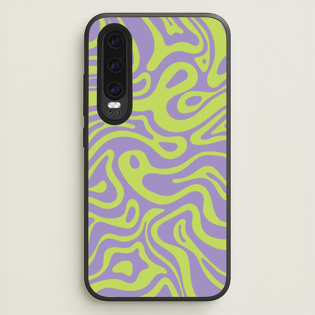 Green And Purple Waves Pattern - Psychedelic Phone Case for Huawei P30