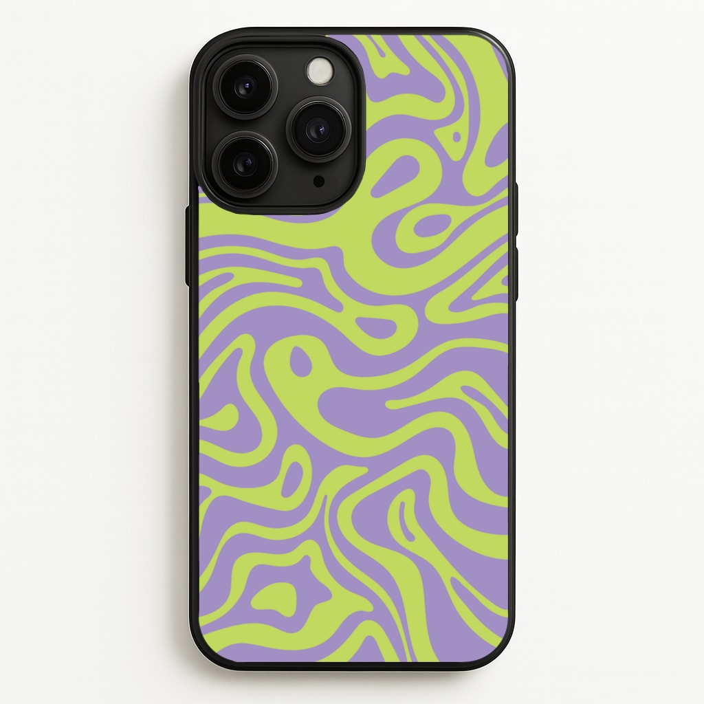 Green And Purple Waves Pattern - Psychedelic Phone Case for iPhone 11 Pro Max