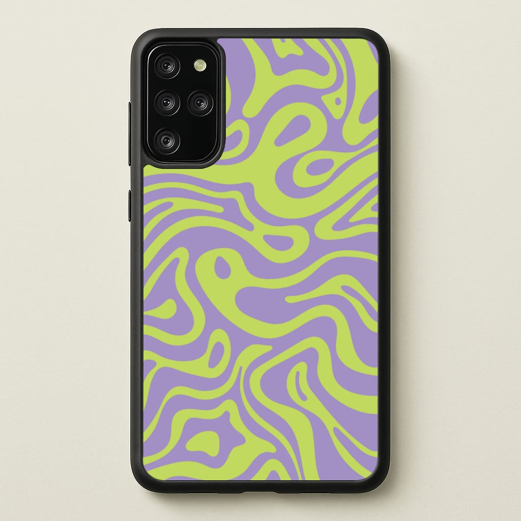 Green And Purple Waves Pattern - Psychedelic Phone Case for Galaxy S20 Plus