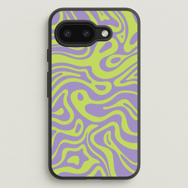 Green And Purple Waves Pattern - Psychedelic Phone Case for Google Pixel 9a