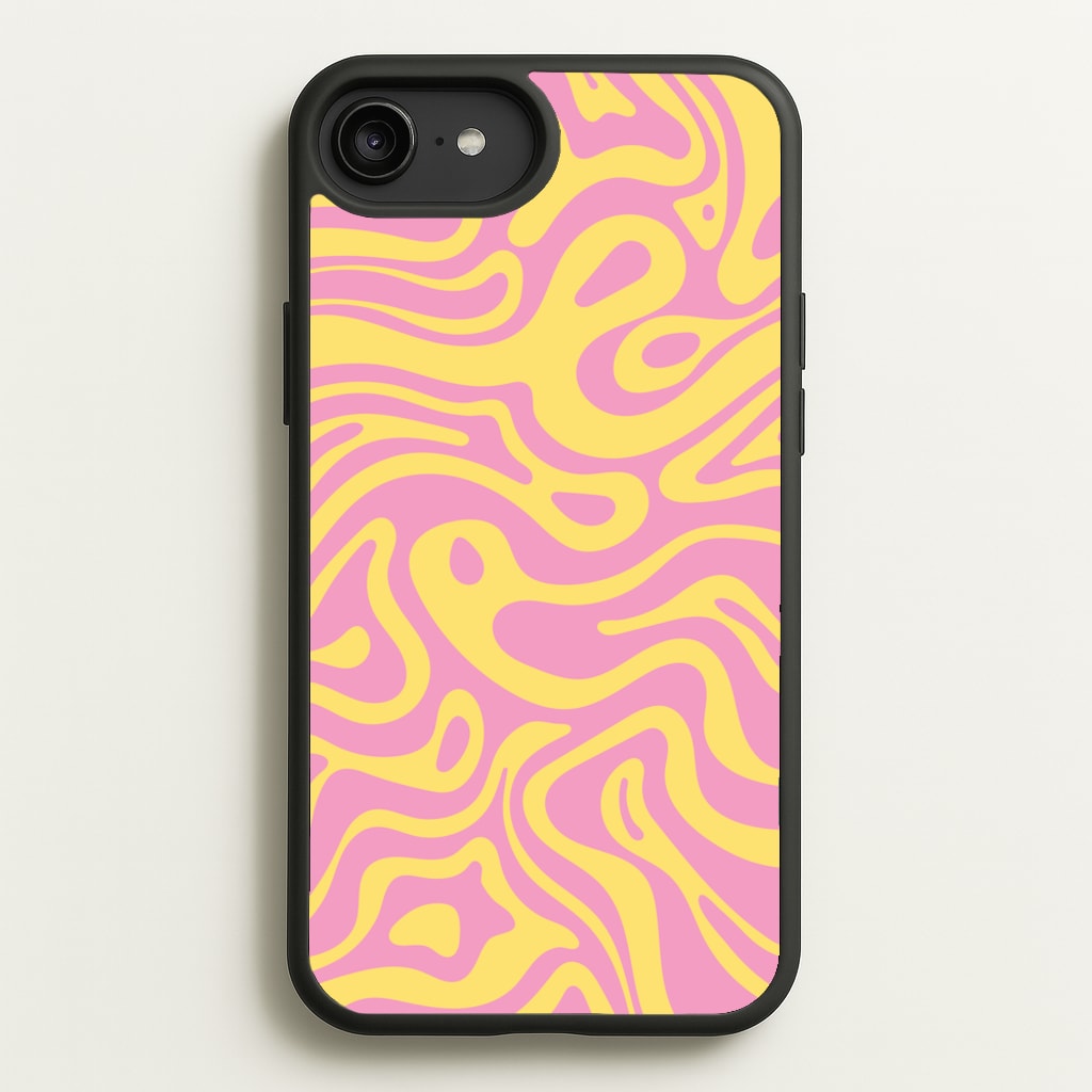 Yellow And Pink Waves Pattern - Psychedelic Phone Case for iPhone 6 Plus / 7 Plus / 8 Plus