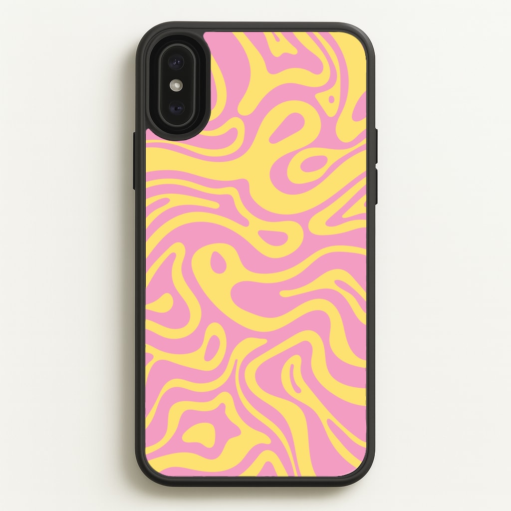 Yellow And Pink Waves Pattern - Psychedelic Phone Case for iPhone XS Max