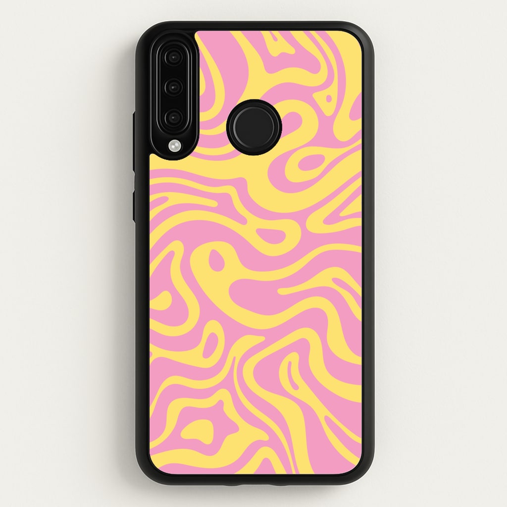 Yellow And Pink Waves Pattern - Psychedelic Phone Case for Huawei P30 Lite