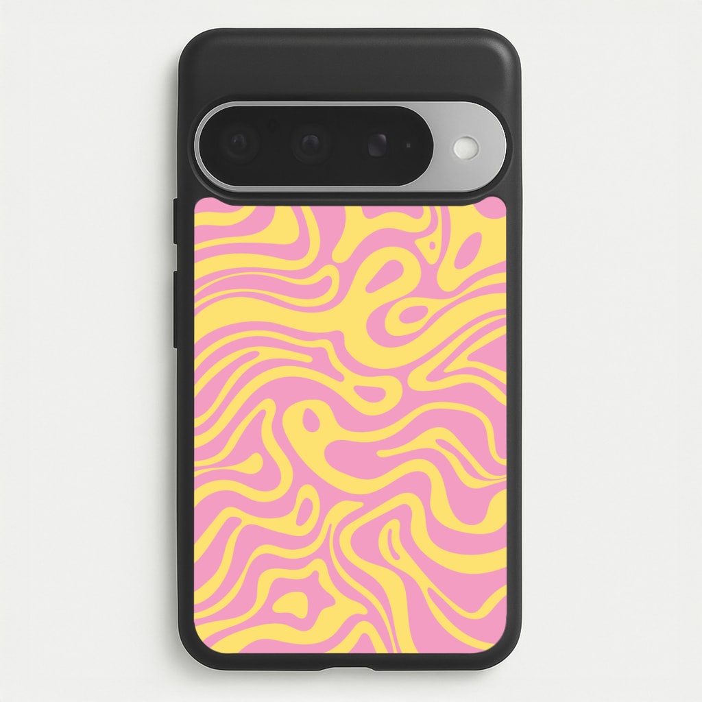 Yellow And Pink Waves Pattern Phone Case for Google Pixel 10 Pro XL