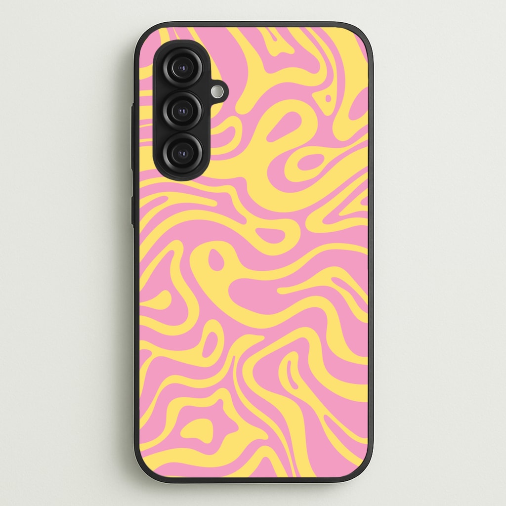 Yellow And Pink Waves Pattern - Psychedelic Phone Case for Galaxy S23FE