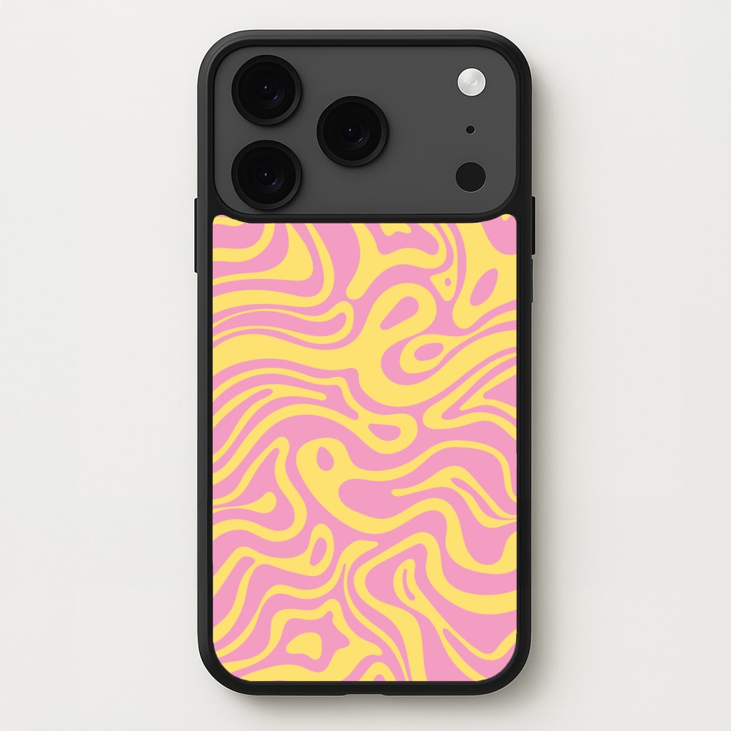 Yellow And Pink Waves Pattern Phone Case for iPhone 17 Pro Max