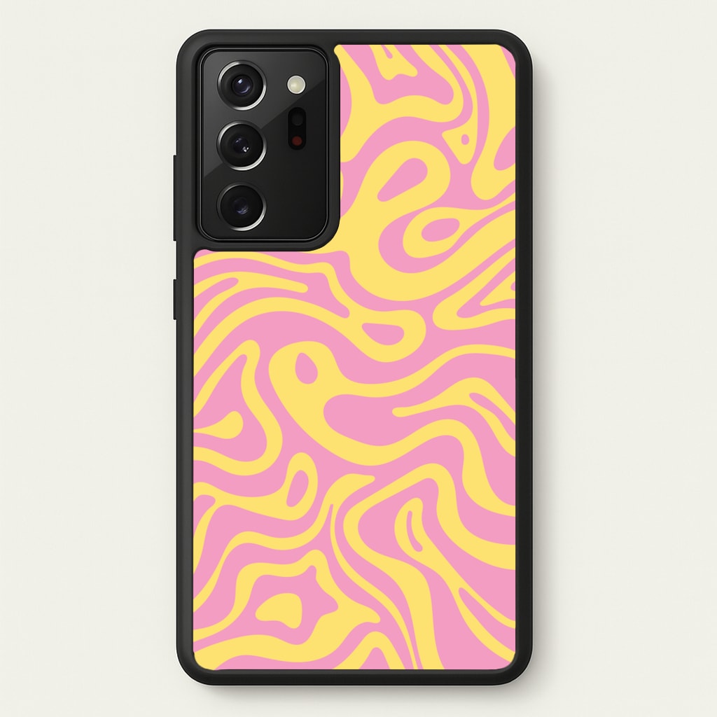 Yellow And Pink Waves Pattern - Psychedelic Phone Case for Galaxy Note 20 Ultra
