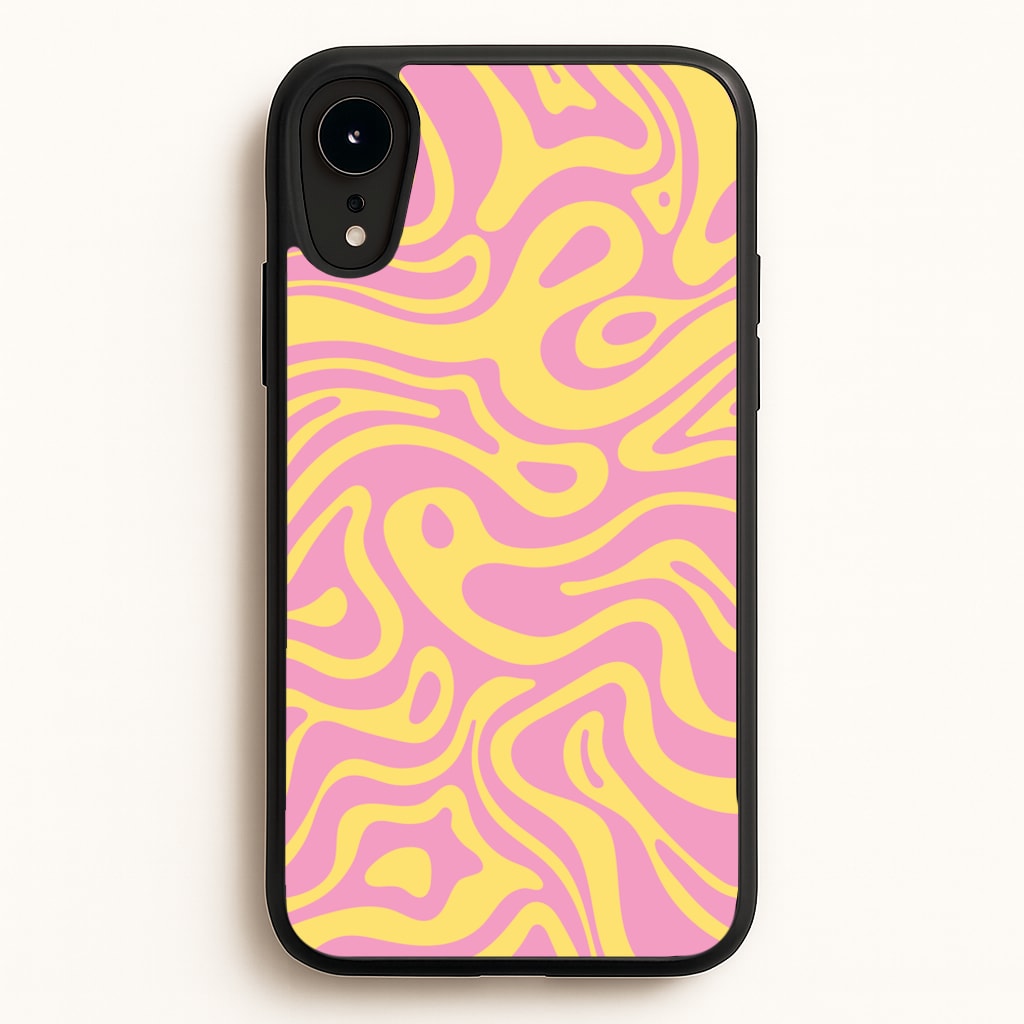 Yellow And Pink Waves Pattern - Psychedelic Phone Case for iPhone XR