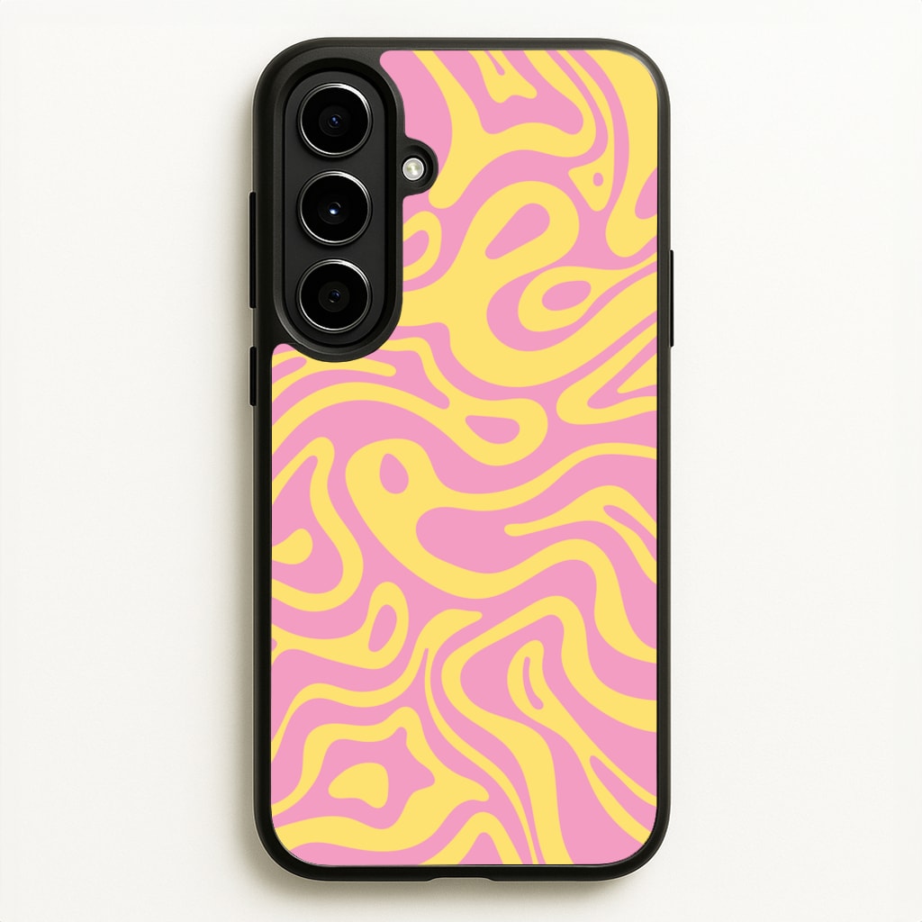 Yellow And Pink Waves Pattern - Psychedelic Phone Case for Galaxy A56