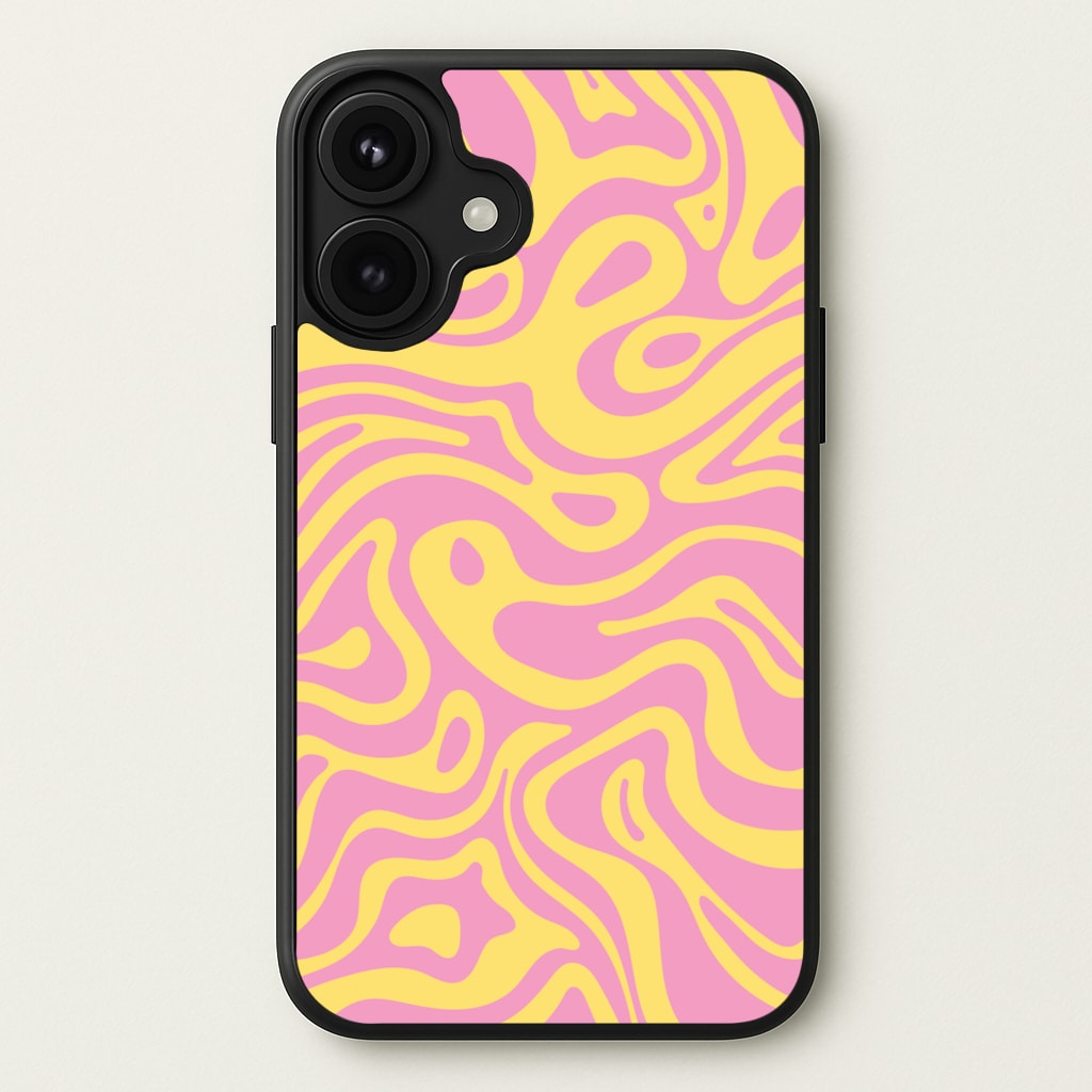 Yellow And Pink Waves Pattern Phone Case for iPhone 17